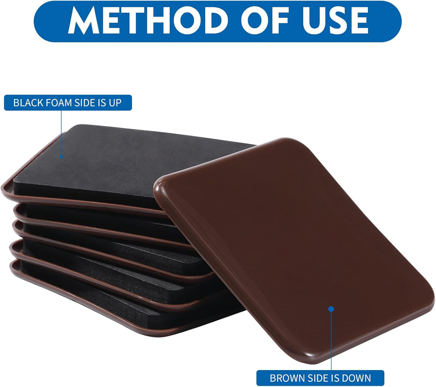 Furniture Sliders, 8pcs 4.7 inch Square Furniture Moving Kits Carpet Sliders for Moving Furniture, Heavy Duty Furniture Movers - Protect The Surface of Carpet, Easily Move Any Items!