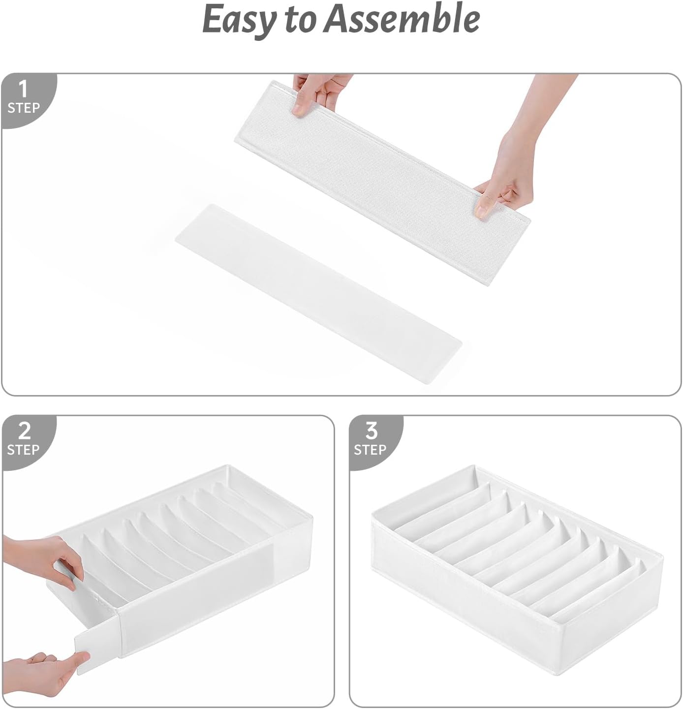 4 Packs T-shirt Drawer Organizers for Clothing,10 Grids Compartment Wardrobe Storage Box, Clothes Organizer for Folded Clothes, T-shirt, Legging, Silk Scarve-White