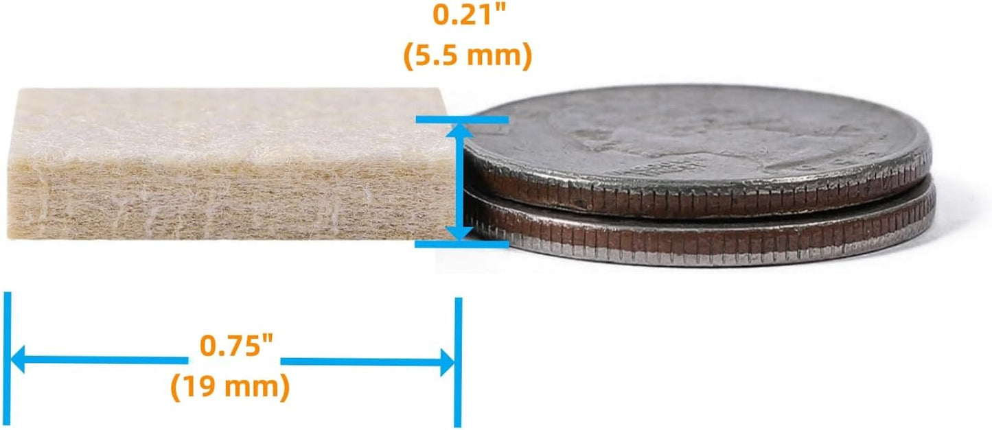 Furnigear Felt Furniture Pads for Hardwood Floor - Self Adhesive Chair Felt Pads, Floor Protector for Furniture Feet, Furniture Sliders Moving Your Furniture Smoothly - Anti Scratch 96 Pcs 3/4" Square