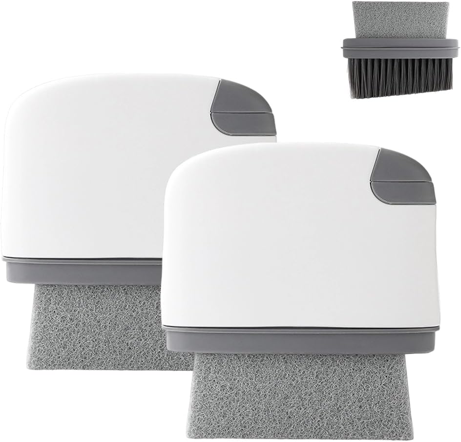 2 in 1 Groove Cleaning Brush, Upgraded Crevice Cleaning Brush & Magic Window Track Cleaner for Sliding Door Tracks, Window Sills, Tile Lines, Car Vents, Kitchen and Bathroom Tight Spaces (2PC)