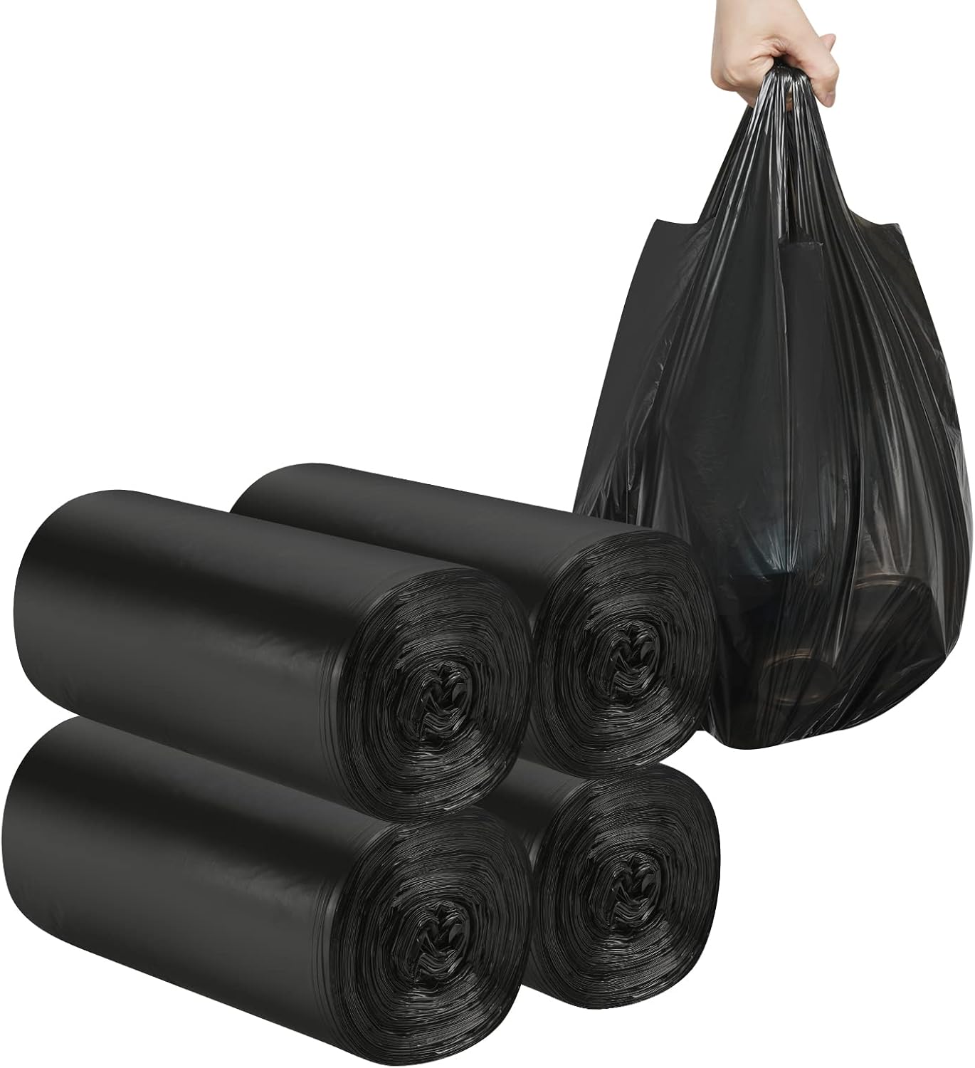 2-4 Gallon Portable Trash Bags,120 Counts Thicken portable Small Garbage Bags for Office, Kitchen,Bedroom Trash Can,Strong Trash Bags（Black）