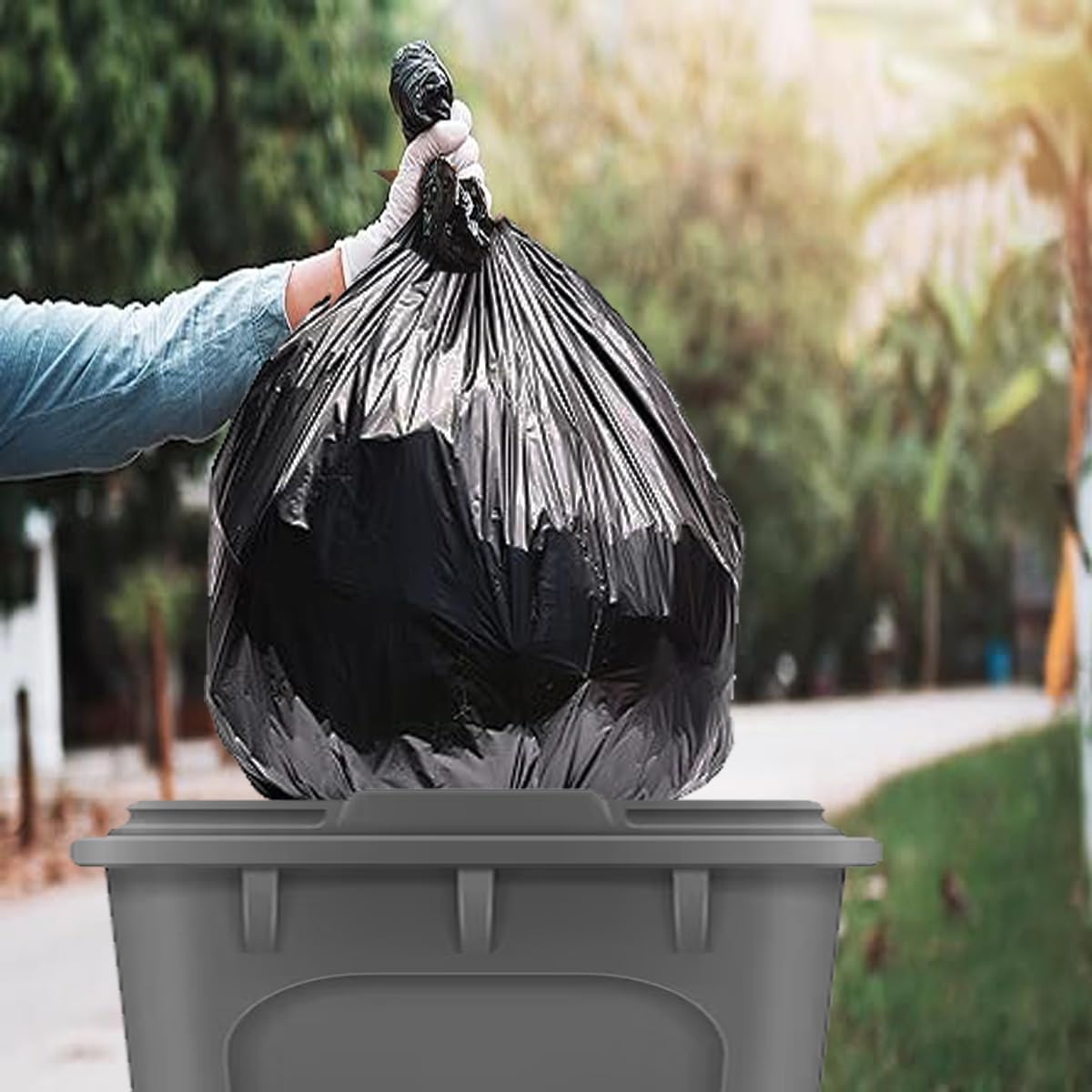 8-10 Gallon Trash Bags, 1000 Count Bulk Value Pack, Black Garbage bags, Multi-purpose Trash Can Bin Liners for Bathroom, Office, Industrial, Commercial, Janitorial, Municipal, Recycling