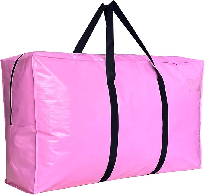 Extra Large Storage Bags, Jumbo Moving Tent Storage Bags, Waterproof Foldable Big Pink XXL Duffle Bag for Travel, 42x23x13.5inch - 1PACK