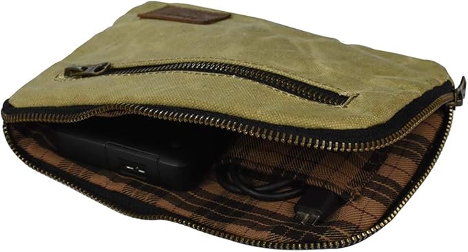 Hide & Drink, Zipper Gear Pouch, Camping Bag, Travel Accessory, Multi-Purpose Bag, Waxed Canvas and Full Grain Leather