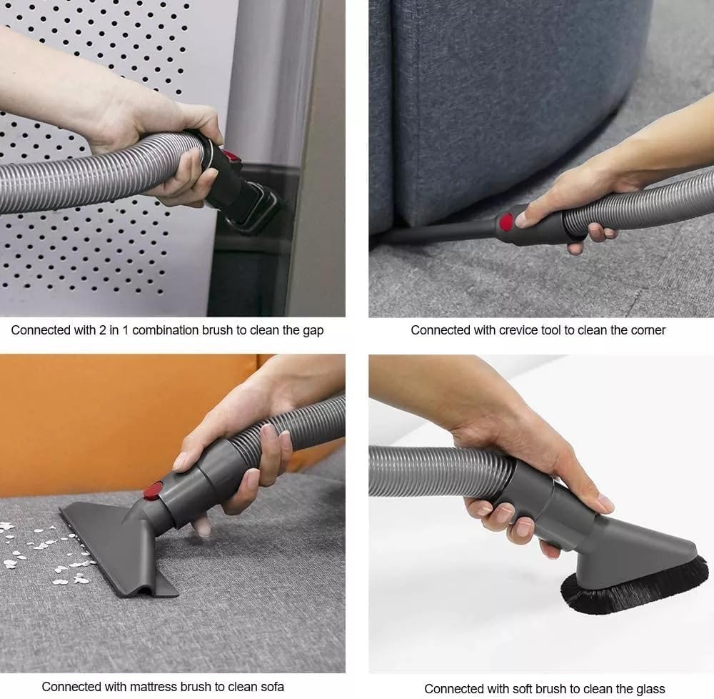 Flexible Extension Hose 20"–59" Compatible with Dyson V6/V7/V8/V10/V11/V12, Quick-Release Stretch Hose for Hard-to-Reach Areas, Bendable Vacuum Attachment