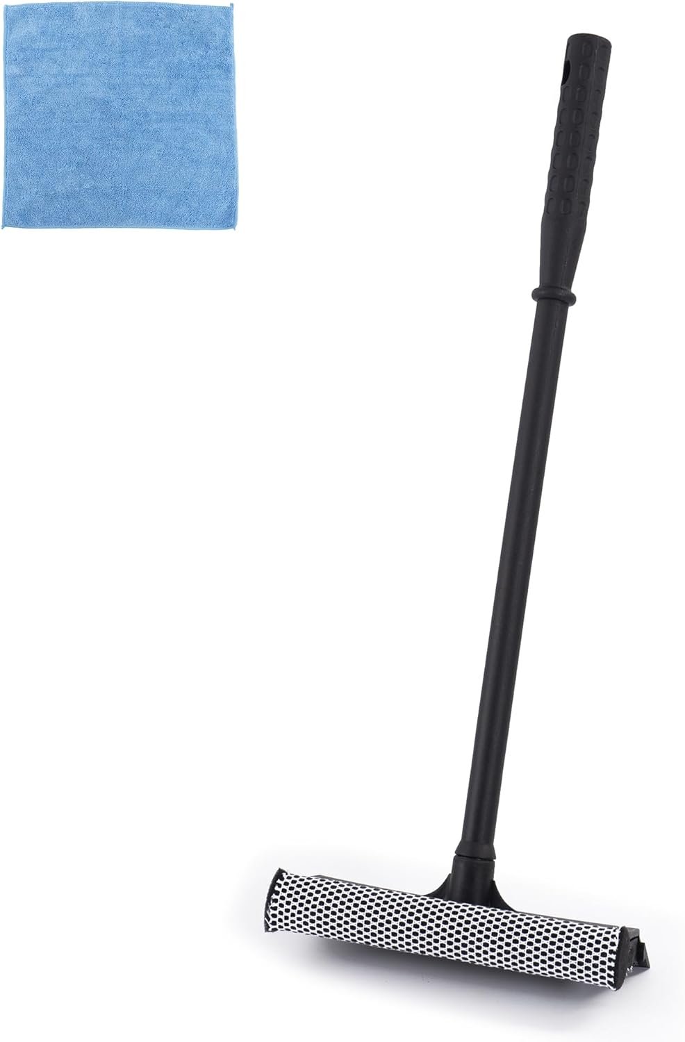 Matthew All Purpose Window Squeegee w/Premium Microfiber Cloth,Car Squeegee Windshield Cleaning Sponge and Rubber Squeegee,2-in-1 Window Cleaner Sponge(10'') and Soft Rubber with Pole 20''(1Pack)