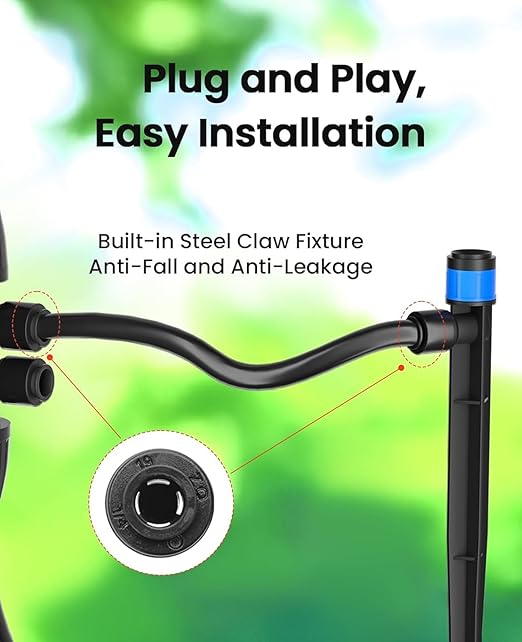 Quick-Connect Automatic Drip Irrigation System Kit – 36FT Garden Watering Kit with Adjustable Nozzles & Sprinklers for Greenhouse, Lawn, and Potted Plants Watering System