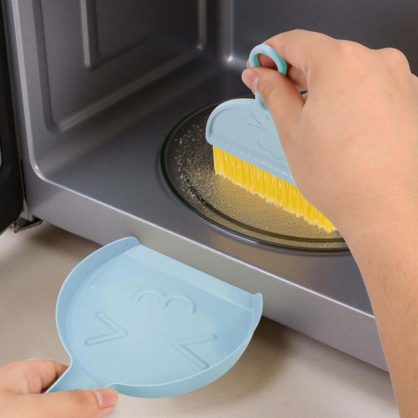 Small Broom and Dustpan Set,mini Compact Portable, for Home, Sofas, Kitchen countertops, Storage Shelves, Office desks, bathrooms, and pet Areas (Blue)