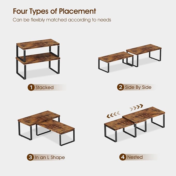Homeiju Kitchen Cabinet Organizer 15.75'' Width,Set of 4 Cabinet Shelf Organizers,Stackable & Expandable Kitchen Countertop Organizer,Spice Rack for Pantry Countertop Cupboard Cabinet Desk Top