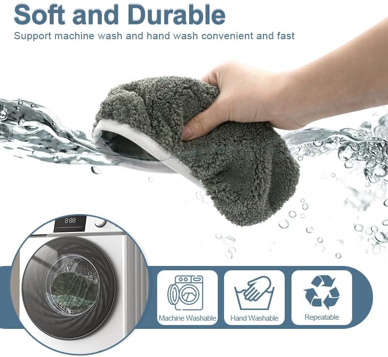 Reusable Microfiber Mop Pads Washable Wet Pads Compatible with Swiffer Sweeper Refills Pads for Wet & Dry Sweeping Cloths Mop Head Replacement for Household Cleaning