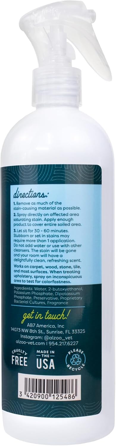 ALZOO Stain & Odor Remover, Quickly Lifts & Dissolves Pet Stains & Helps Eliminate Odors, 100% Plant-Based Active Ingredients, Citrus Vanilla Scent, 16 Fl. Oz Spray Bottle