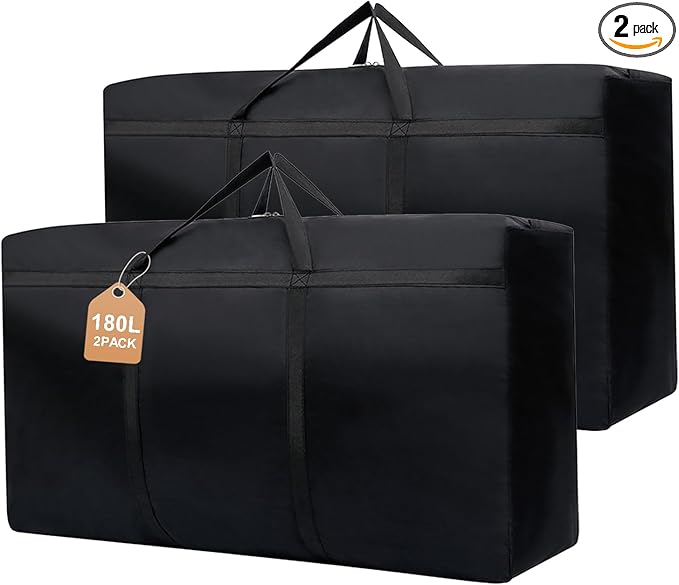 WITERY 2 Pack 180L Large Storage Bags - Big Moving Bags Heavy Duty with Zippers & Handles, Alternative to Moving Boxes and 39Inch Storage Tote for Space Saving, Travel, Clothes, Blankets, Pillows