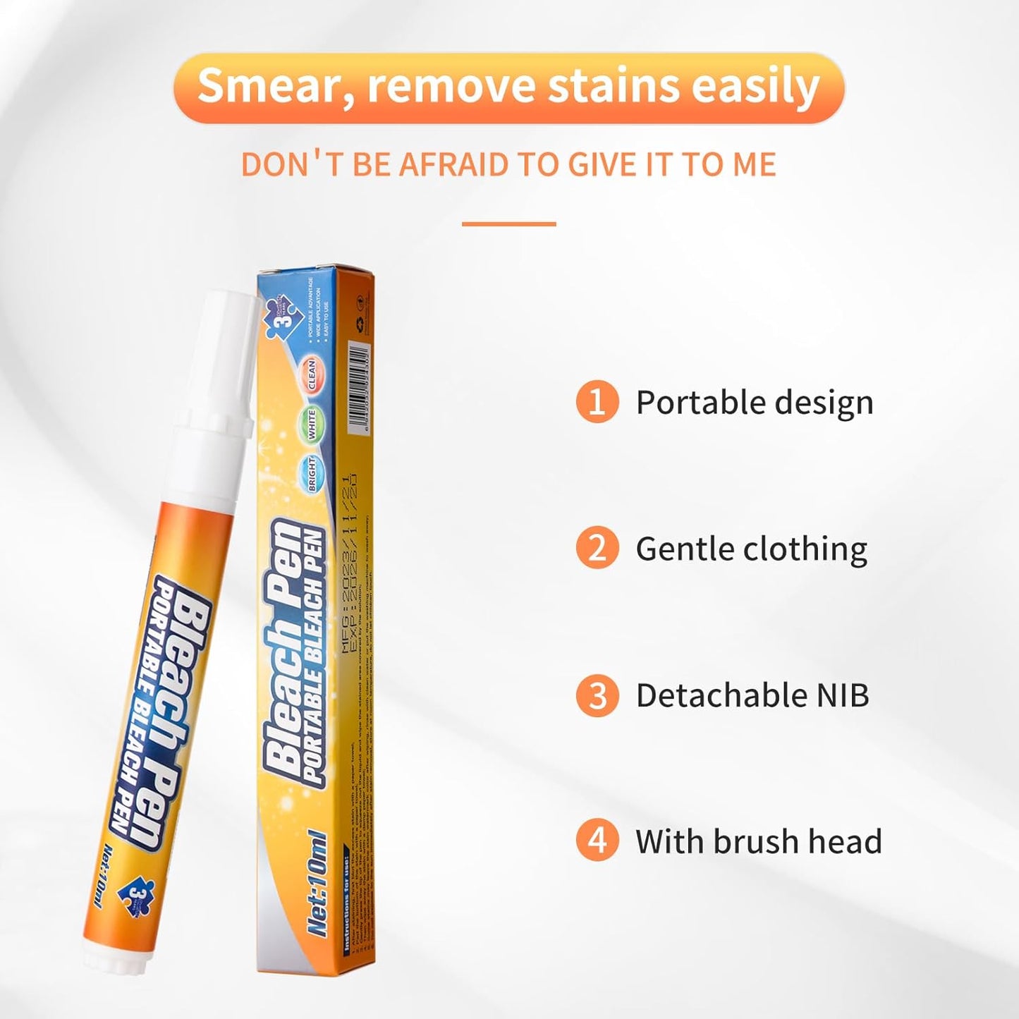 Bleach Pen,Bleach Pen for Clothing,stain remover pen,More effective stain removal,Travel Size Toiletries,Travel Essentials,Travel Accessories,Instantly Remove New Stains(2pcs)