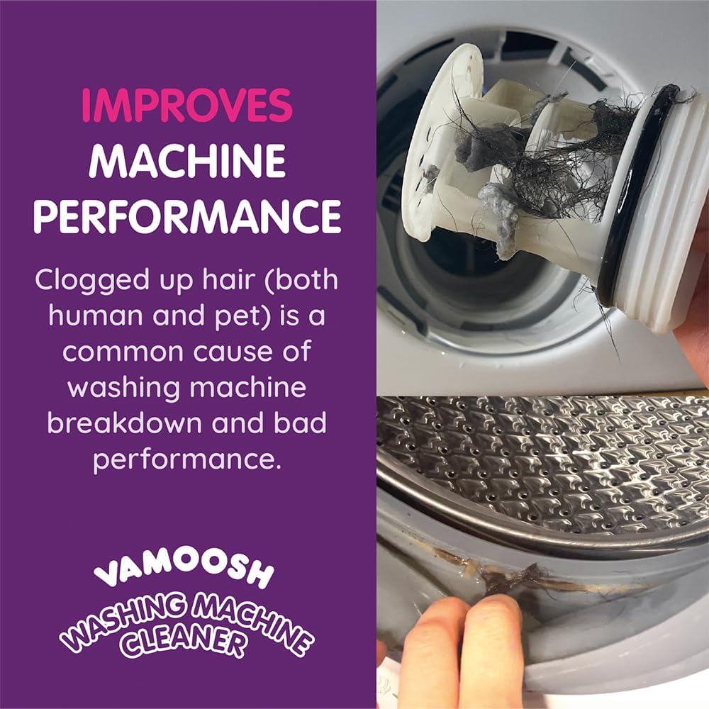 Vamoosh 6-in-1 Washing Machine Cleaner | Dissolves Pet Hair | Leaves No Residue | Removes Limescale | Eliminates Odor | Descales | Cotton Fresh Scent | For Front Load | 150g (Pack of 2)