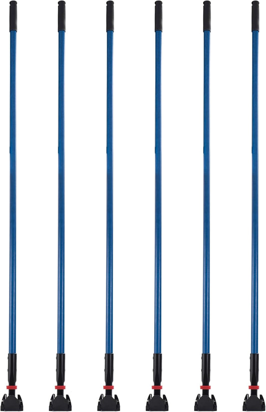 Matthew Cleaning Jaw Clamp Mop Handle, Snap-On Fiberglass Dust Mop Handle for Floor Cleaning, Gripper Holder with Clip-On Connector for Janitorial Supplies, Commercial Use,Restaurants, 60 Inches Blue