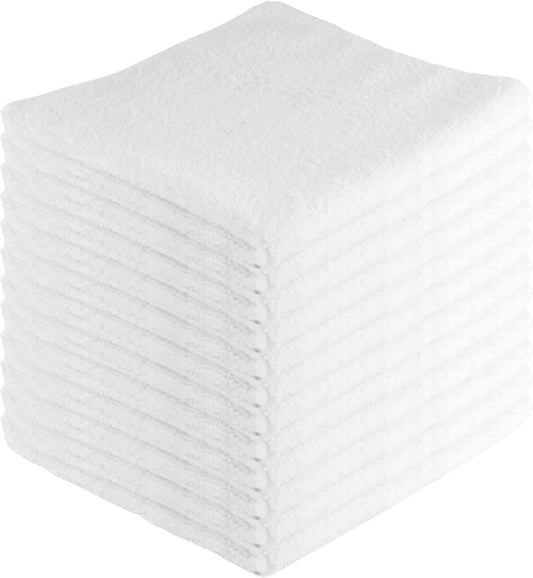 Microfiber Cleaning Cloths,12 Pack, 16"x16", All-Purpose, Softer, Highly Absorbent, Lint-Free, Reusable, Washable Pro Towels, White, for House, Kitchen, Bathroom, Car, Office