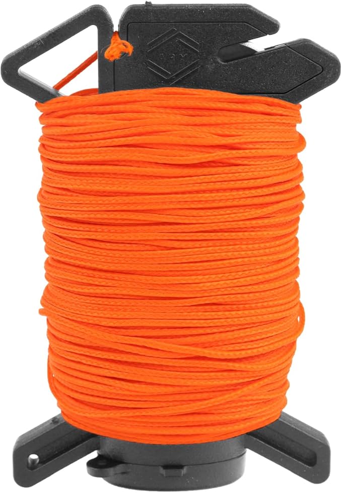 Atwood Rope Ready Rope™ Micro Cord Dispenser 125ft 100lb Test, Camping Gear Survival Tool, Built in Storage, Cutting Blade, Cord Grip, Gear Loop, Made in USA