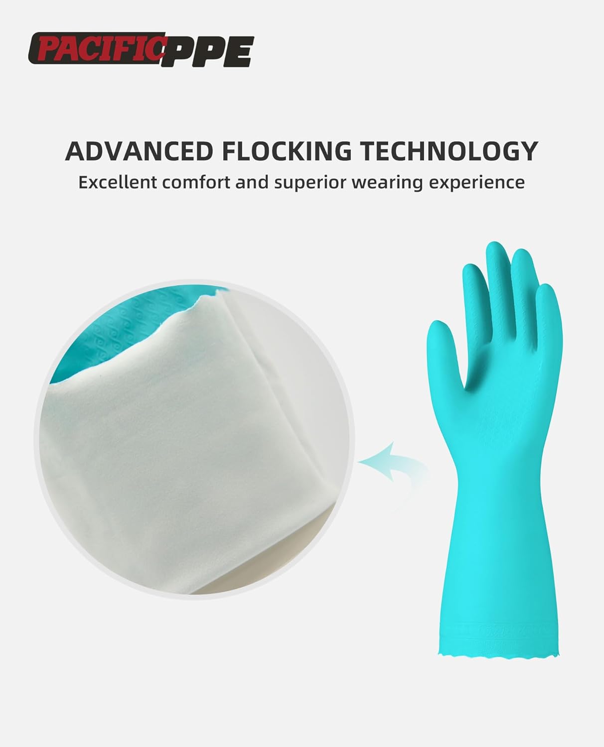 PACIFIC PPE Reusable Dishwashing Cleaning Rubber Gloves, Dish Washing Gloves with Flocked Cotton Liner, Kitchen, Latex Free, Green, Medium