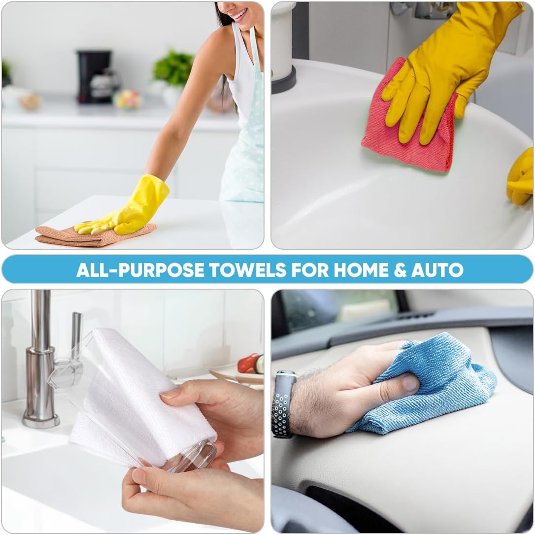 AIDEA Microfiber Cleaning Cloth Roll, 50PK, Reusable Paper Towels Tear Away Cloth, Microfiber Towels Washable Shop Rags, Lint Free Cleaning Rags for House, Kitchen, Window, 11.5"×11.5", Coffee