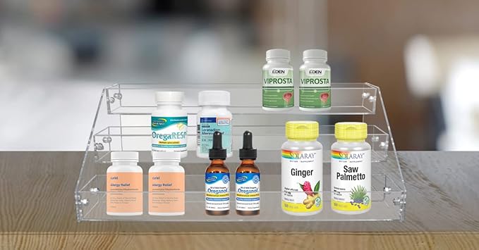 PMMASTO Widen Tiered Spice Rack, Seasoning Organizer, Clear Acrylic Vertical Shelves Can Organizer for Countertop, Cabinet, Pantry, Kitchen Organization and Storage - 3 Tier