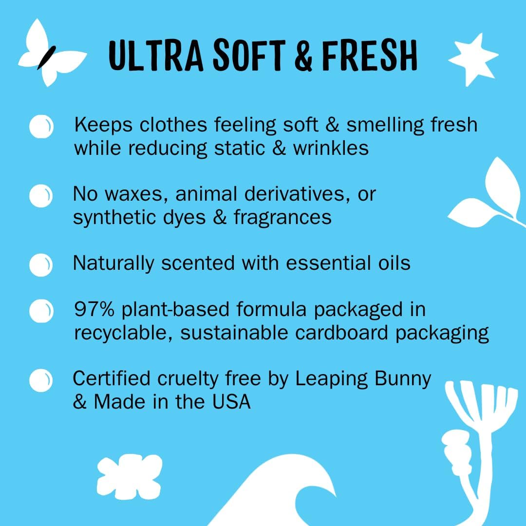 Molly's Suds Fabric Softener Dryer Sheets for Sensitive Skin | Plant-Based Static Reducer, Plastic-Free Packaging | Bundle of 2, Peppermint (240 Sheets Total)