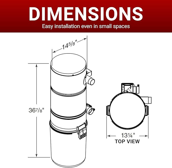 Broan-nutone 650 Air watts Residential Central Vacuum System with Standard Toolset Accessories for Cleaning Floors, Carpet, or Any Surfaces - Anti-Vibration, Powerful Suction
