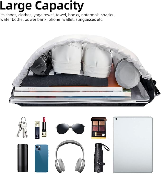 Drawstring Bags Initial Drawstring Backpack Sackpack Black Draw String Cinch Bags for Sports, Gym, Travel, Swimming, Beach, Camping, Rainbow Letter B