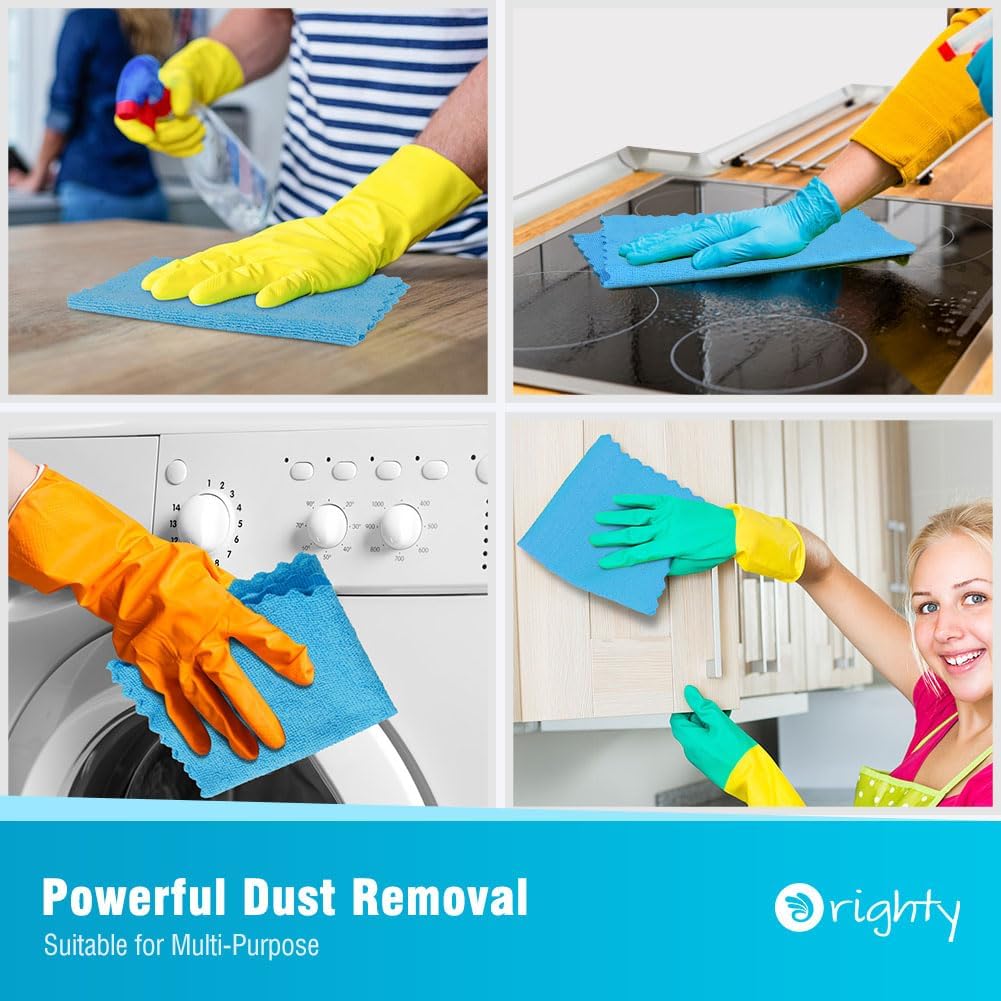 Orighty Cleaning Cloths Bulk, 150 Pack Shop Rags Reusable, Multi-Purpose Shop Towels for Cars, Microfiber Cleaning Rags for Automotive, Mechanic, Kitchen, Lint Free Towels 11.5’’ x 11.5’’, Blue