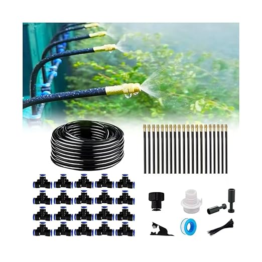 New drip Irrigation kit, Automatic Garden Watering System, Quick Connector and 360-degree Bending Dropper atomizing Copper Nozzle, Garden Plant Lawn Courtyard Watering System. (20 Spray nozzles)