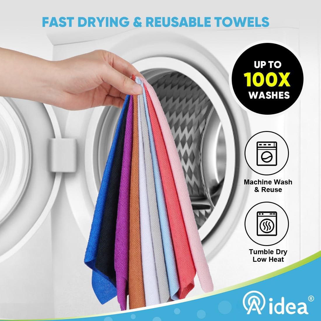 AIDEA Microfiber Cleaning Cloth Roll, 75PK, Reusable Paper Towels Tear Away Cloth, Microfiber Towels for Cars, Lint Free Cleaning Rags for House, Kitchen, Window, 11.5"×11.5", Purple