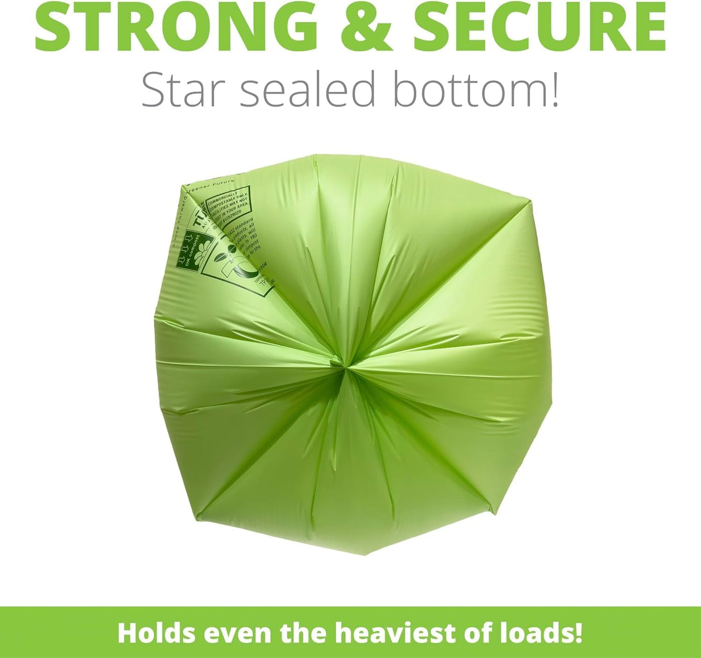 30-33 Gallon Compostable Trash Bags with Flat-Top, Heavy Duty Extra Thick 1.57 Mil, 124.92 Liter, 30 Bags, Large Lawn and Yard Waste Bag, ASTM D6400, US BPI and OK Compost Home Certified