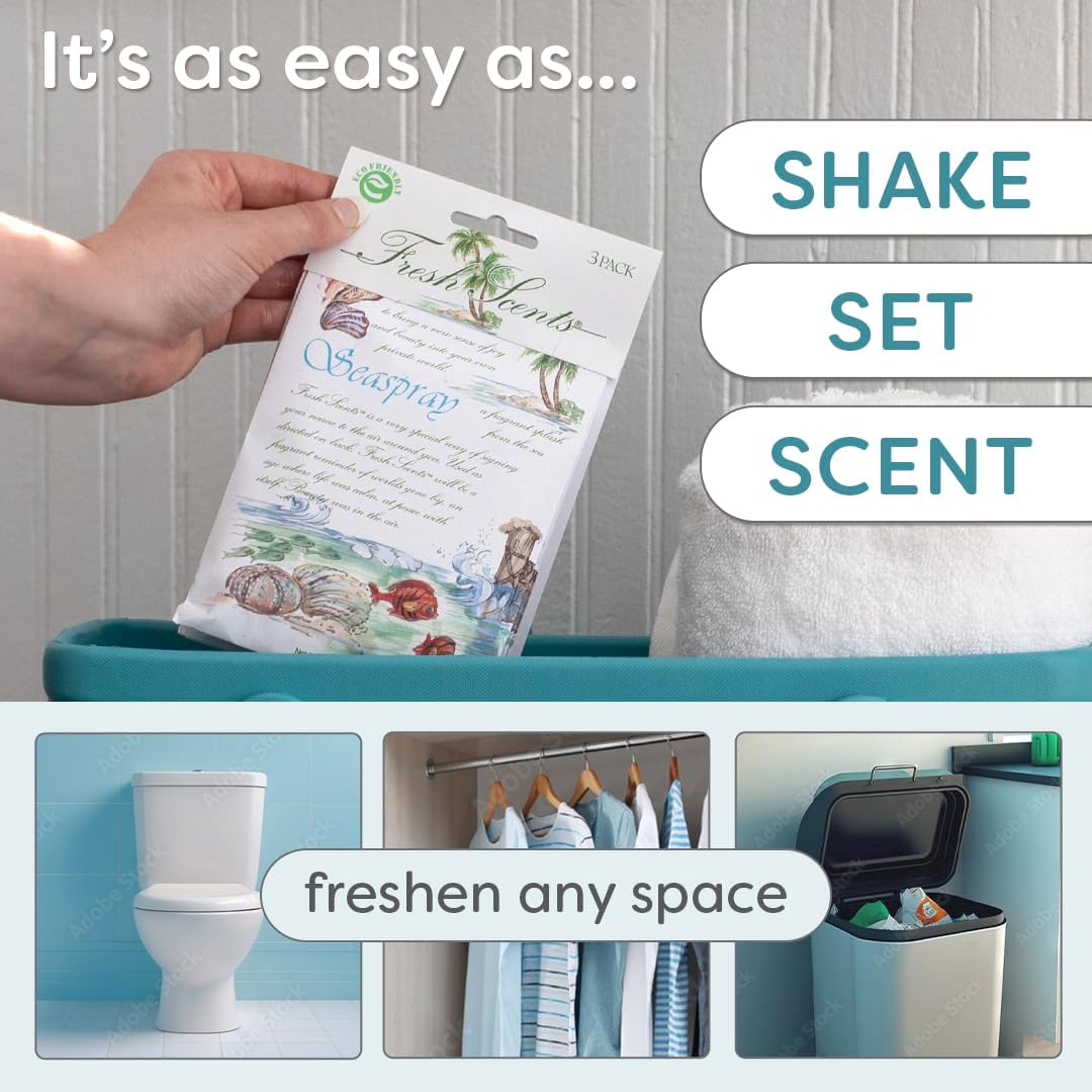 Willowbrook | Fresh Scents Scented Sachet Packet | Seaspray | Air Freshener Bags for Drawers, Closets, Cars | 6 Pack | Long Lasting Home Fragrance