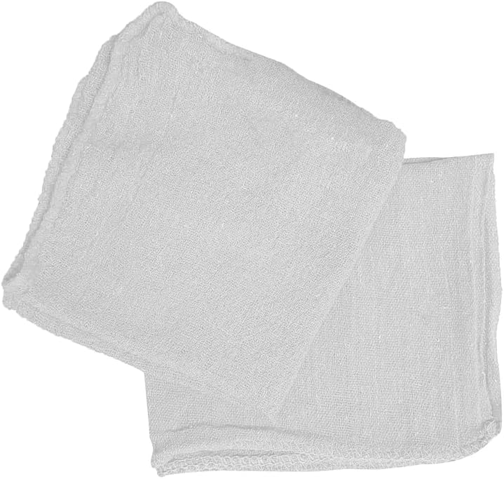 Shop Towels (White, 18 Rolls of 12 Pieces) Bulk Cleaning Towel in Bag, Mechanic Cotton Wipes for Car Maintenance, Auto Mechanics & Garage, Wipe Grease & Oil, Machine Wash & Reusable