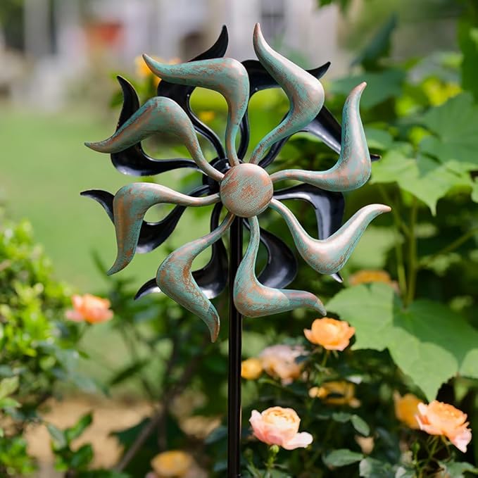Stargarden Wind Spinners Outdoor, Metal Wind Spinner, Kinetic Wind Sculptures & Spinners, Decorative Pinwheels Double Windmill for Yard, Garden Decor-51 * 11.8 Inch