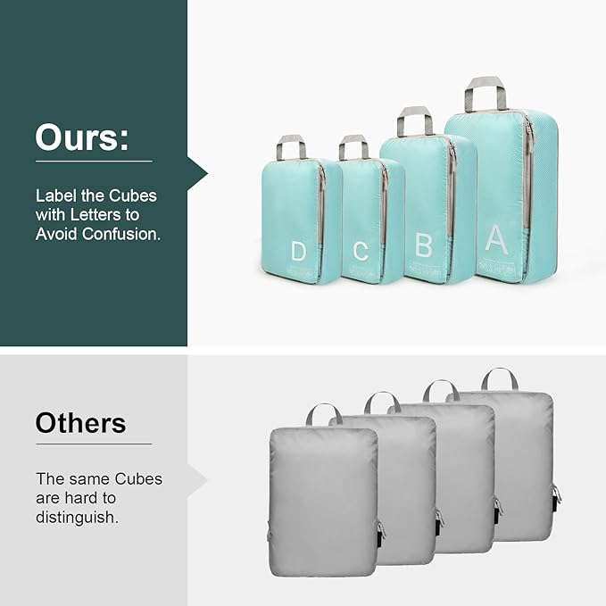 Compression Packing Cubes for Travell Fabric Packing Cubes with Smooth Zippers, Space-Saving Compression Bags for Travell, Luggage Organizers for Clothes, Shoes, and Accessories