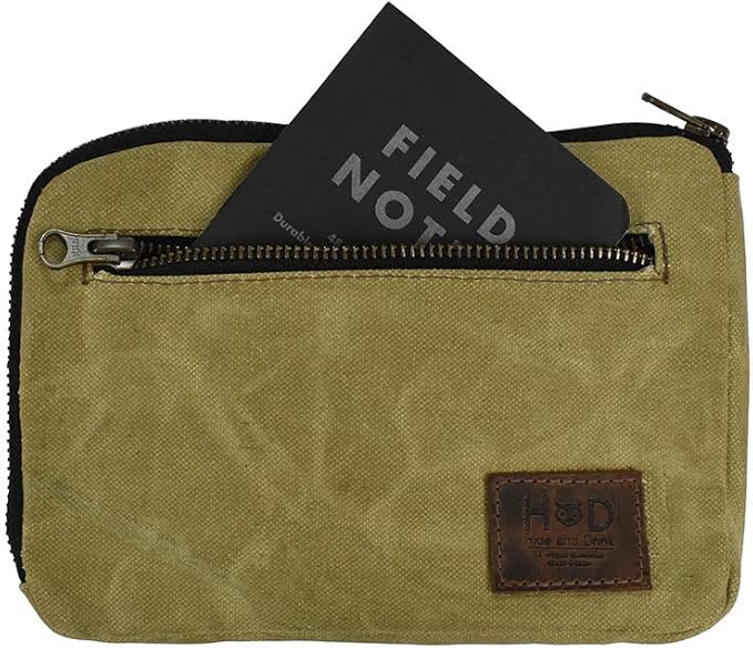 Hide & Drink, Zipper Gear Pouch, Camping Bag, Travel Accessory, Multi-Purpose Bag, Waxed Canvas and Full Grain Leather