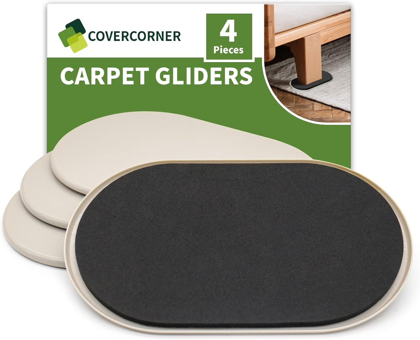 Furniture Sliders for Carpet 4 PCS - 9 1/2 inch Furniture Moving Slider Chair Legs Floors Protectors– Move Your Furniture Easy & Safely (for Carpet)