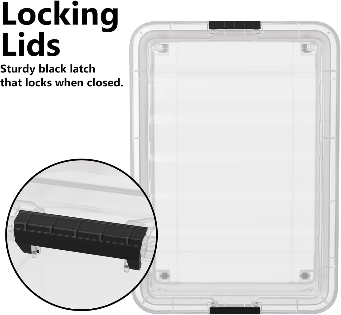 50 Quart Multipurpose Under Bed Storage Container Bins with Secure Latch Lid & Wheels, Underbed Storage Organizer Box, 3-Pack, Clear