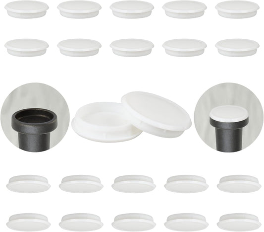 Wrought Iron Patio Furniture Feet Caps - Furnigear 1.33" Round Plastic Outdoor Chair Leg Caps, Floor Protectors for Metal Chairs & Tables, Patio Furniture Replacement Rubber Feet (24 Pack, White)