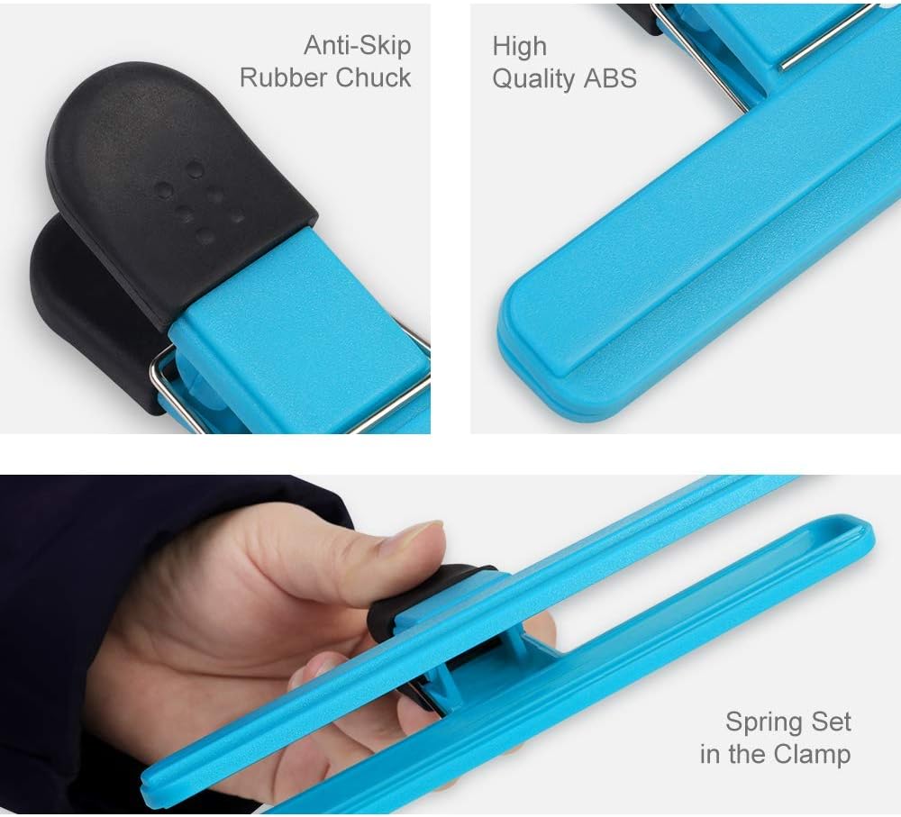 Large Chip Clips Food Clips Bag Sealing Clips with Good Grips Plastic Heavy Duty Air Tight Seal Grip Assorted Colors for Coffee Potato and Food Bags (6 Pcs)