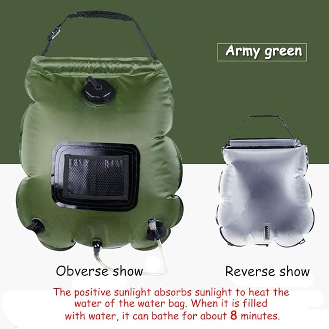 Winterworm Solar Shower Bag with Removable Hose and On-Off Switch-able Shower Head for Camping Beach Swimming Outdoor Traveling Hiking Shower(20 L/5-Gallon)