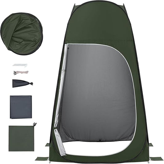 KingCamp Camping Shower Tent, Portable Outdoor Privacy Toilet & Changing Tent Windproof & Waterproof Easy Setup 1 or 2 Room Shelter with Shower Bag for Camping Hiking Beach