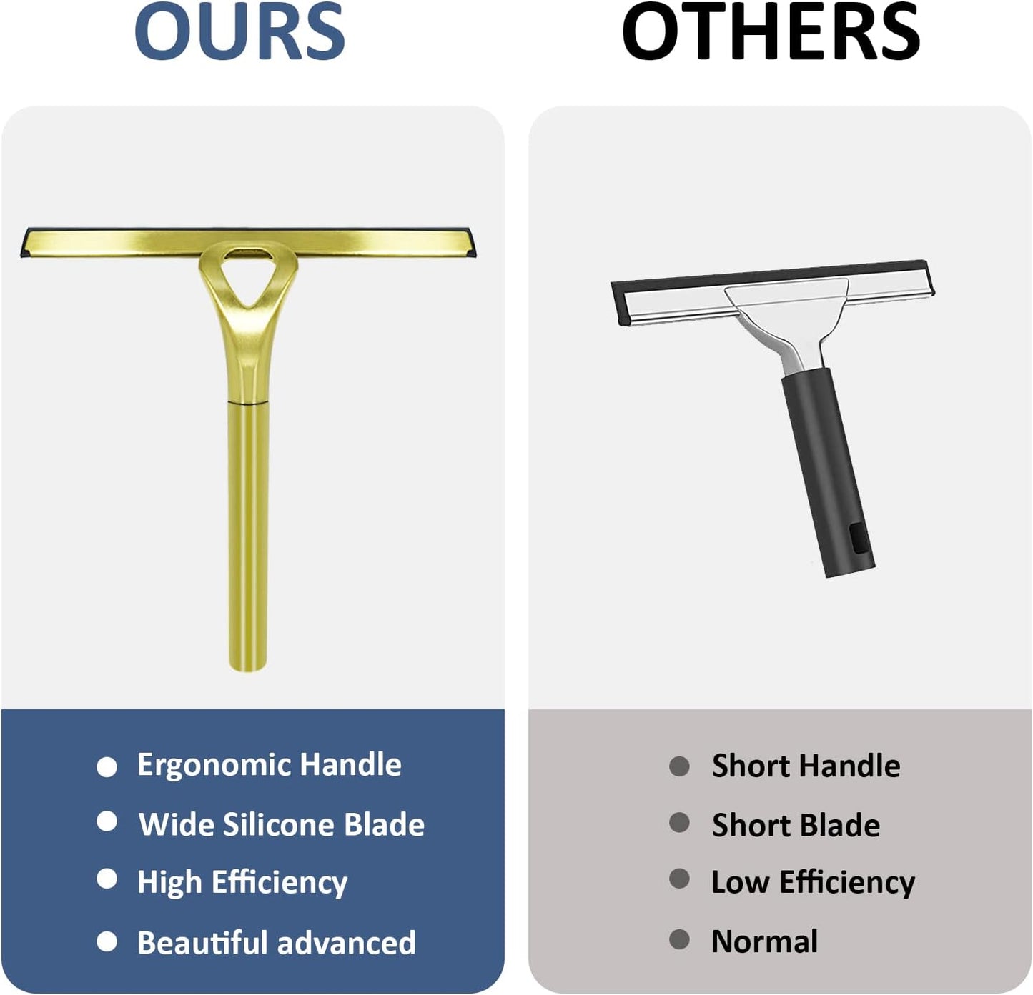 Stainless Steel Shower Squeegees All-Purpose Mirror/Window/Glass Wiper Scraper Golden Shower Squeegee