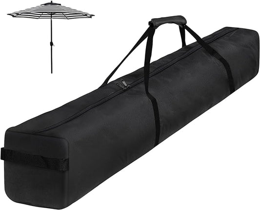 67 Inch Waterproof Umbrella Storage Bag for Outdoor Beach Patio Umbrellas, Oversized Hammock and Steel Stand With Handles and Zippers, Black