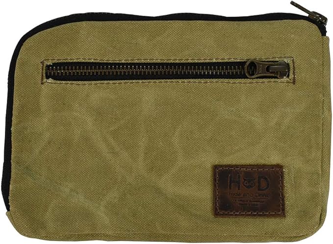 Hide & Drink, Zipper Gear Pouch, Camping Bag, Travel Accessory, Multi-Purpose Bag, Waxed Canvas and Full Grain Leather