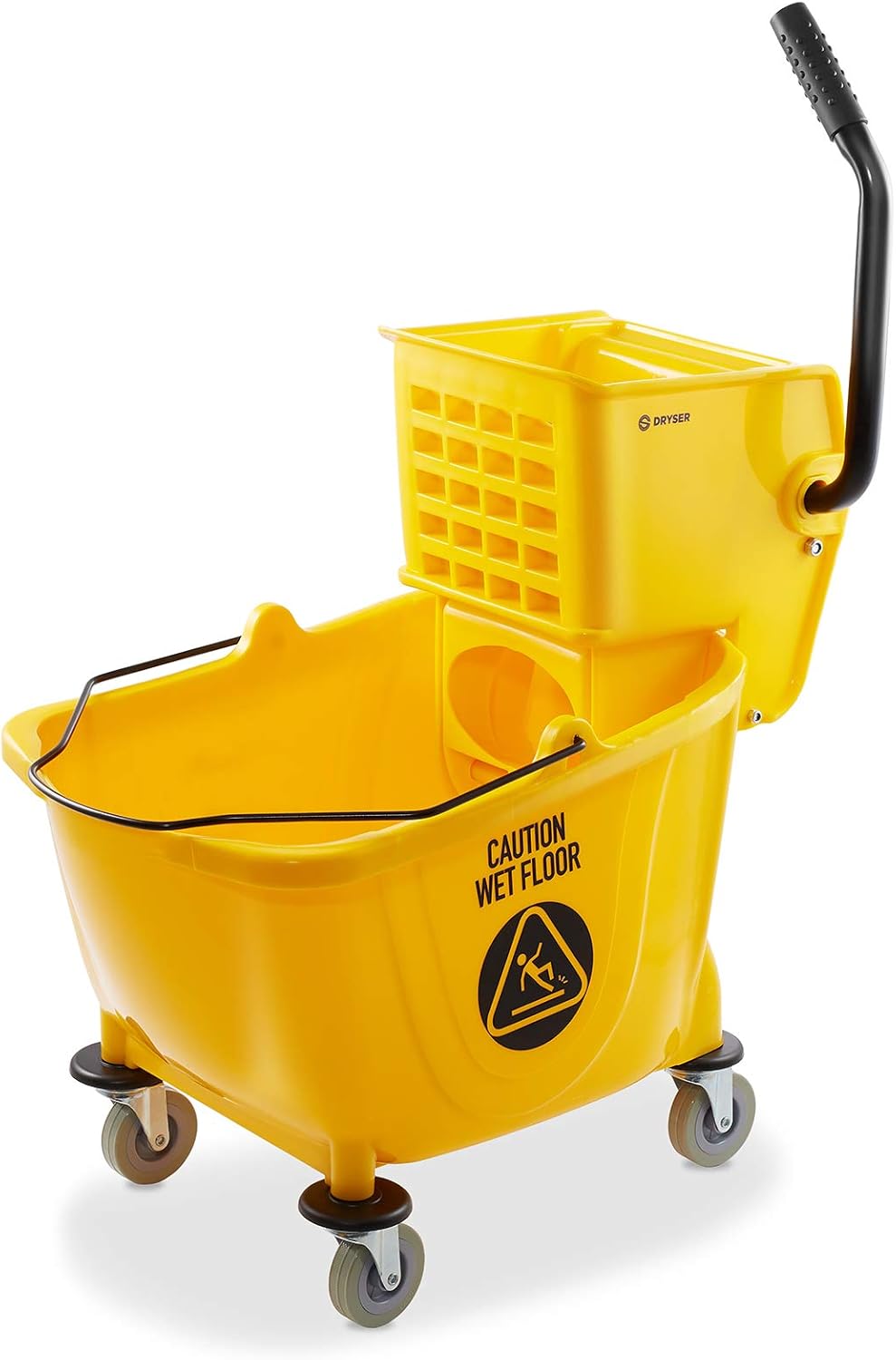 Dryser Commercial Side Press Wringer Combo Mop Bucket, 33 Quart, Yellow