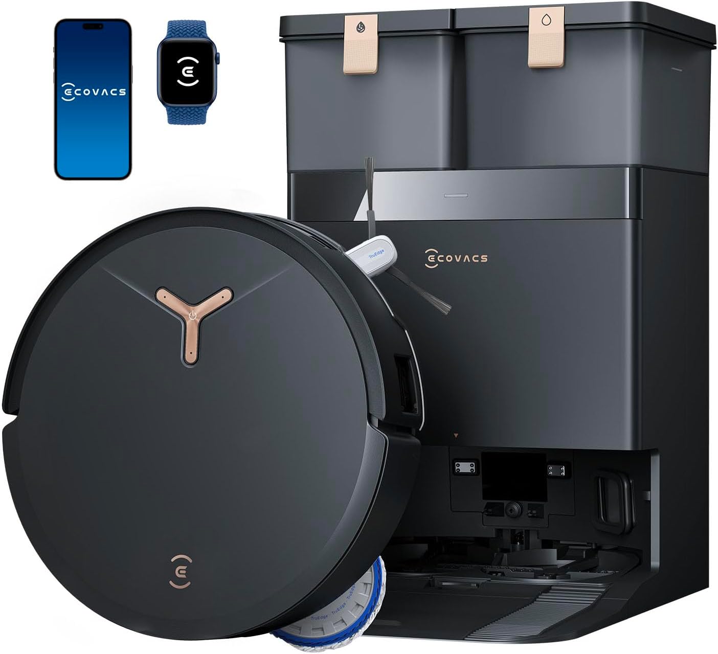 ECOVACS DEEBOT T50 MAX PRO Omni Robot Vacuum and Mop, 18,500Pa Blast Suction, 18mm Auto-Lift, ZeroTangle &TruEdge 2.0, AIVI 3.0 Obstacle Avoidance, Auto Hot Water Mop Wash/Dry/Refill, Self-Emptying