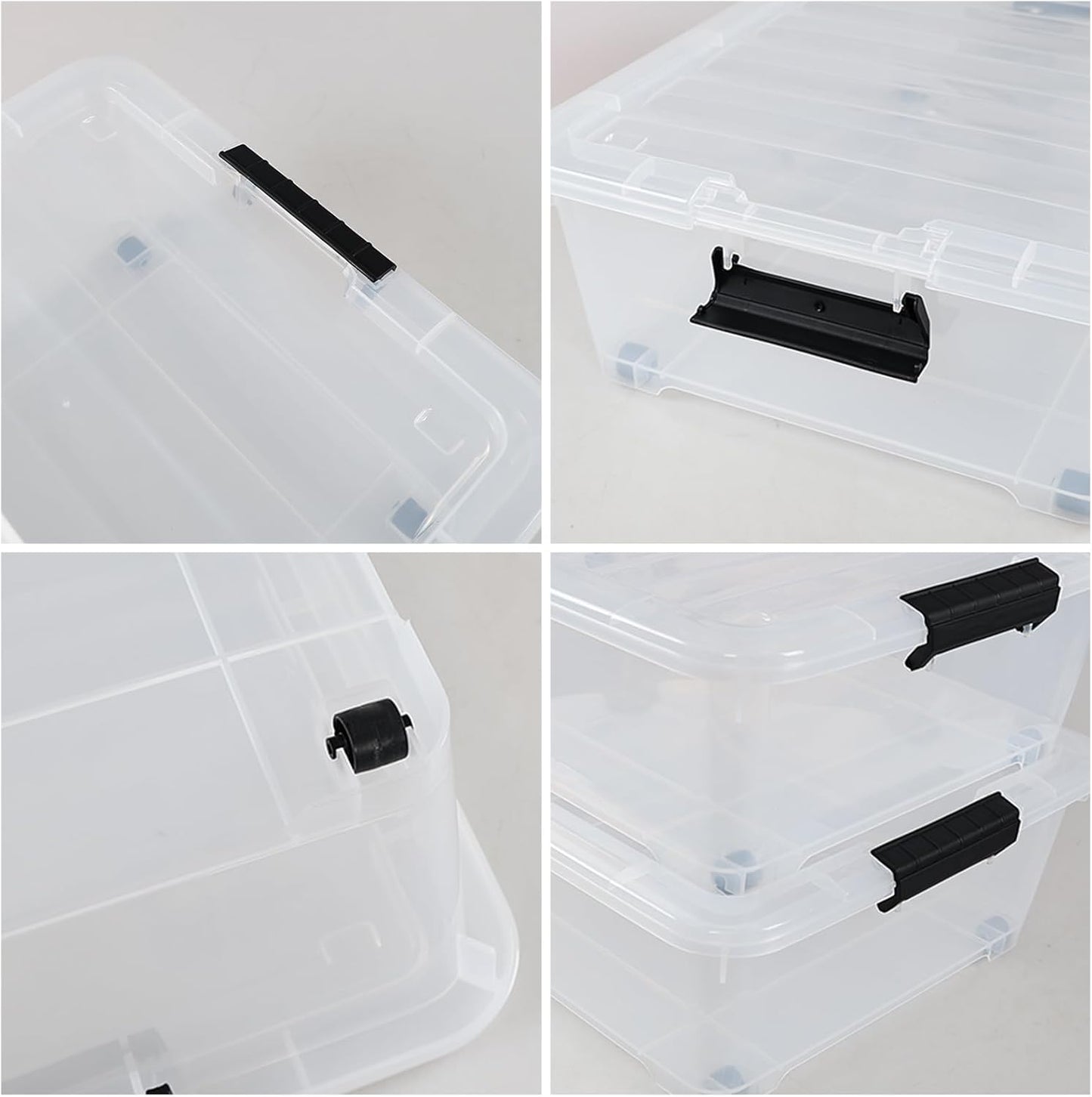 4-Pack 25 Quart Under Bed Plastic Storage Bins, Clear Under Bed Storage Box Container with Wheels