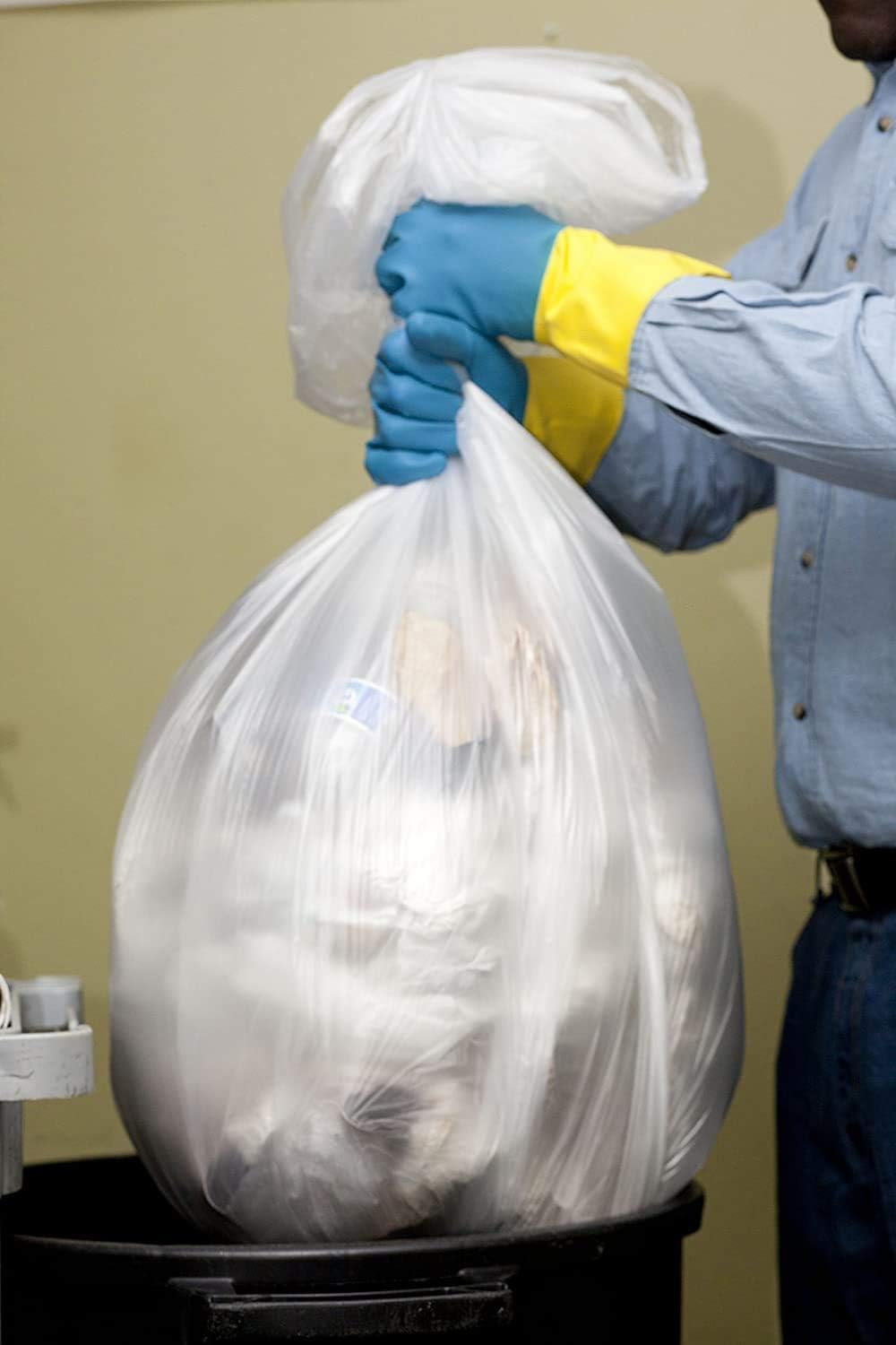 Aluf Plastics High Density Trash Bags, 56 Gallon, 200 Count, 16 Micron (eq), 43" x 48", Clear, for Bathroom, Office, Industrial, Commercial, Janitorial, Municipal, Recycling