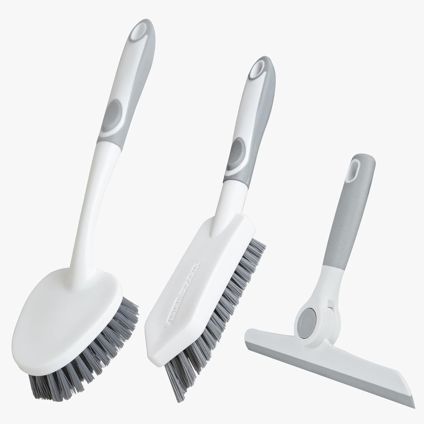 3 Pack Heavy-Duty Scrub Brush Set, Grout Brush, Shower Squeegee, Shower Cleaning Brush with Non-Slip Grip and Stiff Bristles Scrub Brushes for Cleaning Bathroom, Kitchen, Tile, Grout, Tub, Floor, Sink